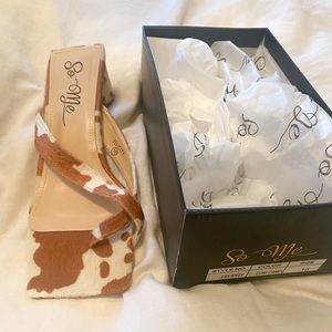 Square Front Heel with Cow Print